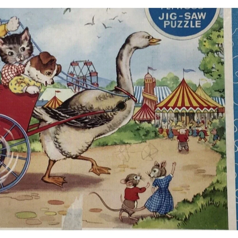 Victory Plywood Jig-Saw Puzzle Vintage 30 Piece Complete Animal Friends at Fair